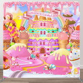 Aperturee - Aperturee Colorful Welcome To Candyland Pillow Cover Backdrop